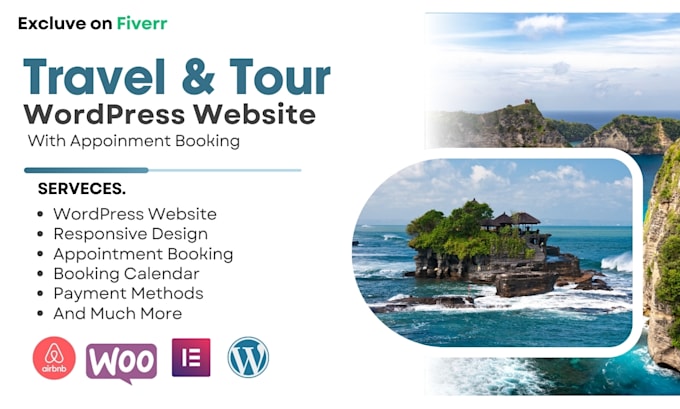 Gig Preview - Create tour booking, travel agency, hotel booking website with booking system