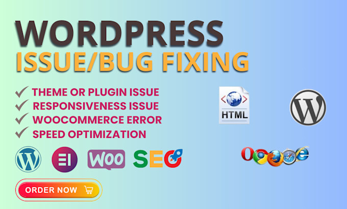 Gig Preview - Fix wordpress issue, woo commerce, elementor, divi,CSS,error bugs optimize speed