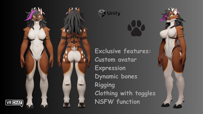 Bestseller - create customized furry vrchat avatar, nsfw 3d model, vrc avatar, 3d vtuber