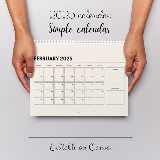 Gig Preview - Send you a beautiful editable 2025 calendar