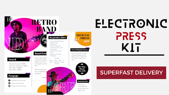 Bestseller - design epk media electronic presskit flyer artist press kit modern onesheet 24hr