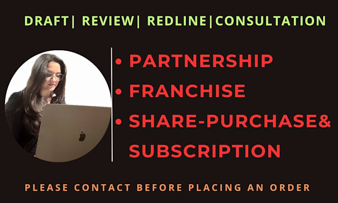 Gig Preview - Draft partnership, franchise, share purchase, subscription, agreement