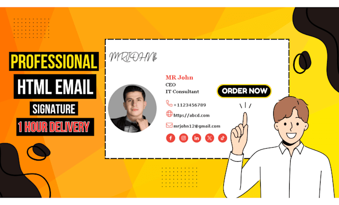 Gig Preview - Create professional clickable HTML gmail signature, outlook