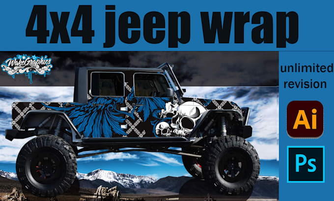 Gig Preview - Design jeep wraps, vehicle wrap, 4x4 jeep wraps, boat wrap design