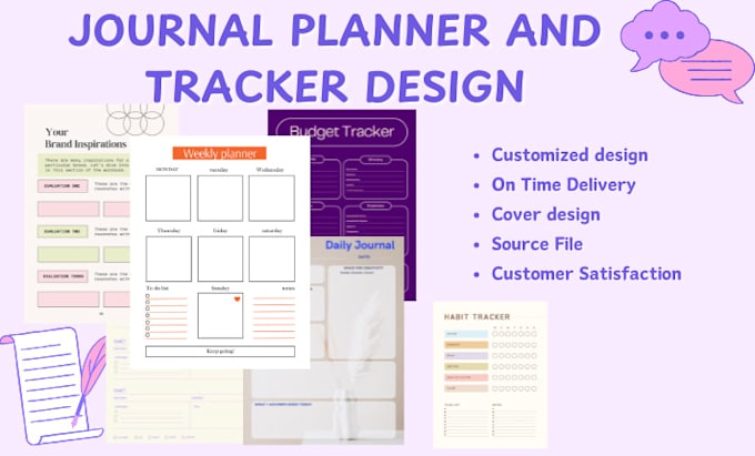 Gig Preview - Design printable daily devotional planner medical fitness tracker kpd journal