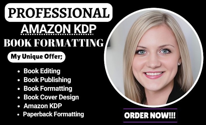 Gig Preview - Do book formatting, book formatting for amazon kdp, amazon kdp, ebook formatting