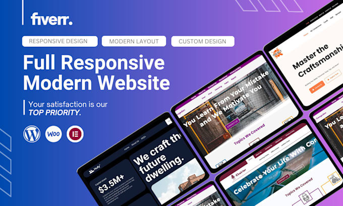 Gig Preview - Create a responsive wordpress website design or ecommerce store