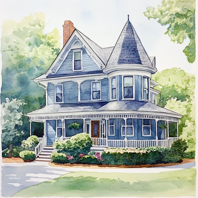 Gig Preview - Paint a watercolor house portrait or city space illustration