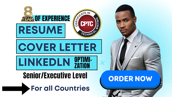 Gig Preview - Professional resume writing, CV, cover letter and optimize linkedln for all jobs