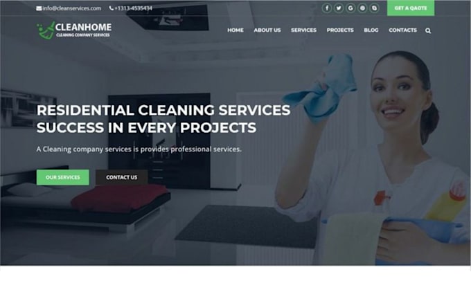 Gig Preview - Design house cleaning website office cleaning website janitorial website