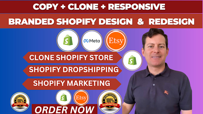 Gig Preview - Offer shopify clone, copy, shopify dropshipping store, redesign shopify website