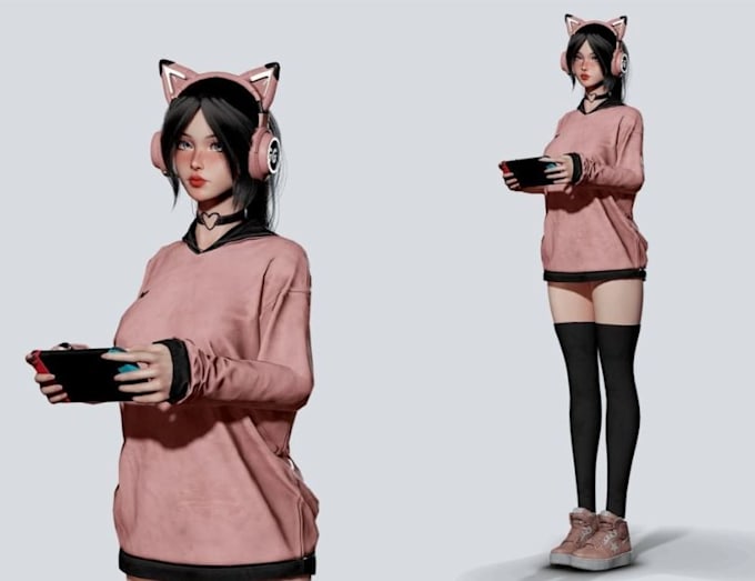 Gig Preview - Create custom vrchat avatar, 3d furry avatar or anime vrc model, 3d vtuber mode