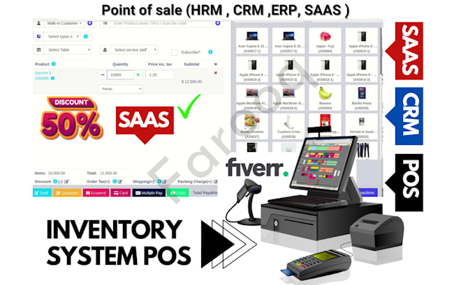 Gig Preview - Point of sale pos with stock management software inventory management CRM erp