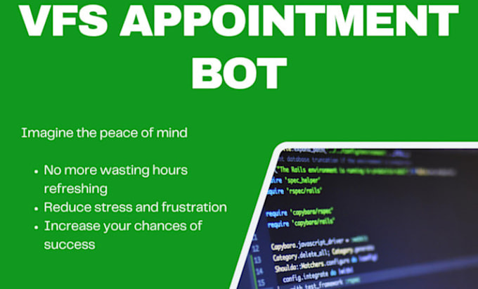 Gig Preview - Build vfs appointment bot bls tls vfs booking bot appointment bot, booking bot