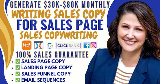 Gig Preview - Write sales copy for a sales page, sales funnel, landing page, sales copywriting