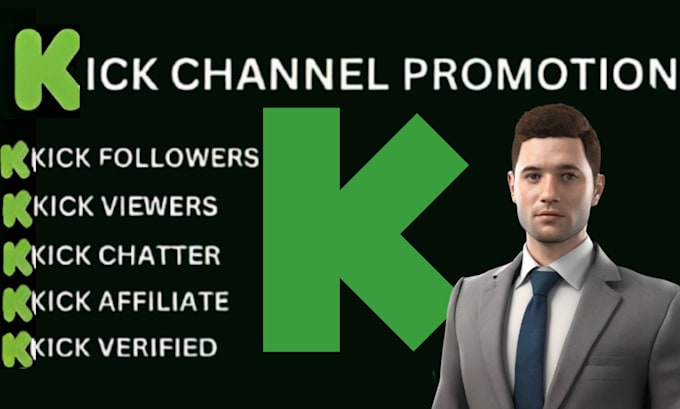 Bestseller - do organic kick channel promotion to bring kick chatter, viewers and followers