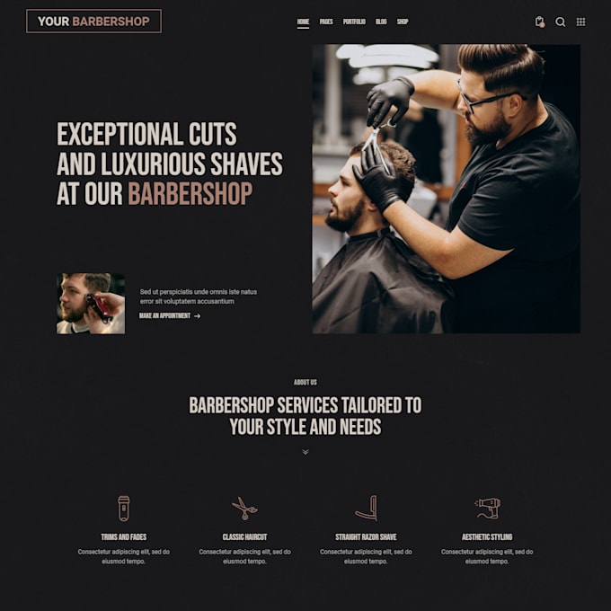 Gig Preview - A cutting edge wordpress website for your barbershop