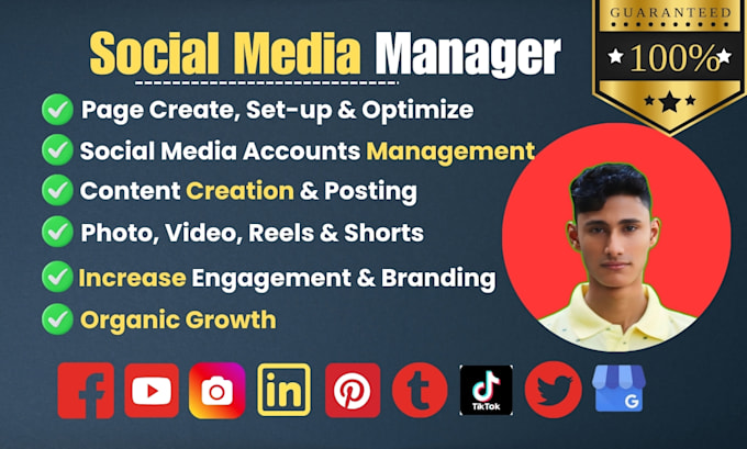 Gig Preview - Be your social media marketing manager, setup and content creator