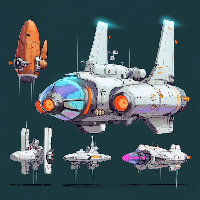 Gig Preview - Draw cool spaceships for your game or space project