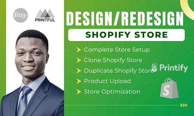 Gig Preview - Design shopify ecommerce store, redesign, copy, revamp, duplicate shopify store