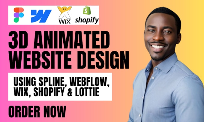 Gig Preview - 3d animated wix website design 3d wix spline lottie and 3d wix studio animation