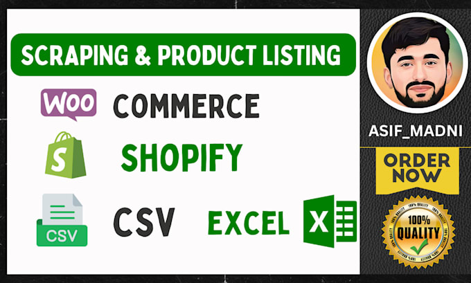 Gig Preview - Upload woocommerce shopify bulk products CSV excel files