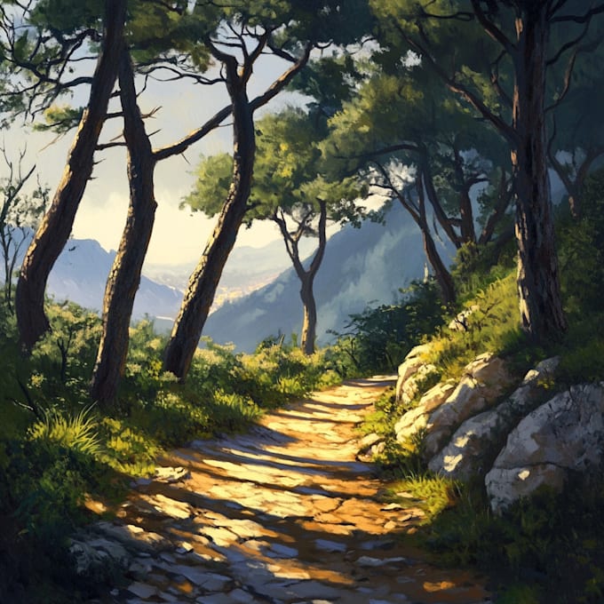 Bestseller - paint a realistic digital landscape, oil painting, art