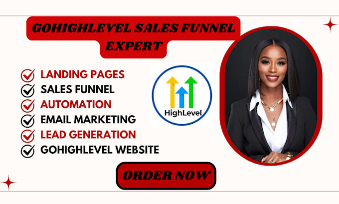 Gig Preview - Gohighlevel landing page, sales funnel, website email marketing