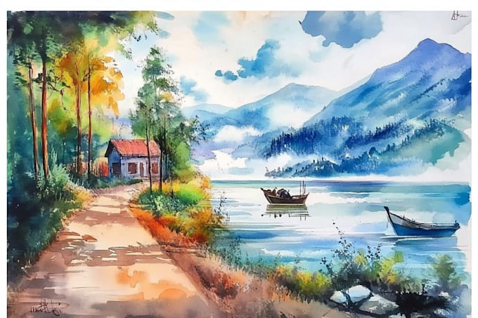 Gig Preview - Paint realistic landscape watercolor painting illustration