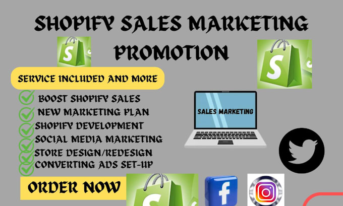 Gig Preview - Do complete shopify marketing to boost shopify sales, shopify store promotion