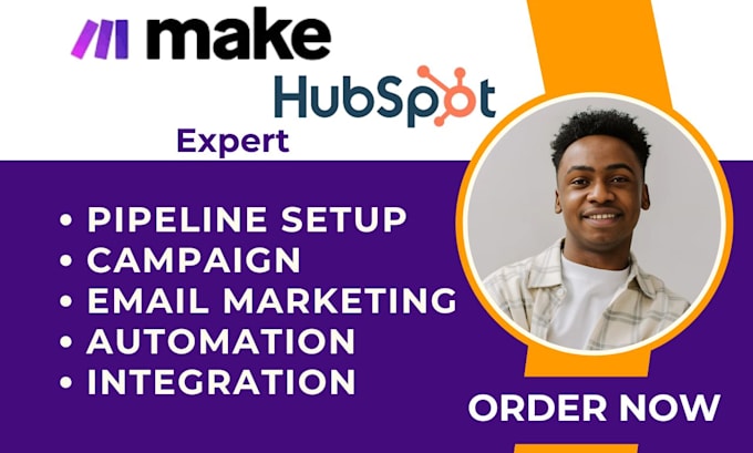 Gig Preview - Setup make com automation hubspot crm, made com automation zapier