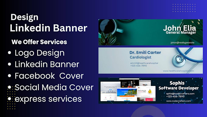 Gig Preview - Create professional linkedin banner fb cover youtube cover