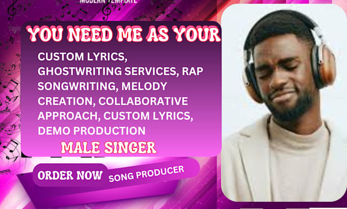 Gig Preview - Be your songwriter, lyrics writer, rock, edm, rap ghostwriting, melody creation