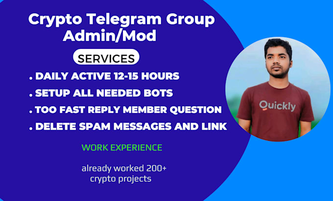 Bestseller - be your telegram group admin or moderator in any crypto