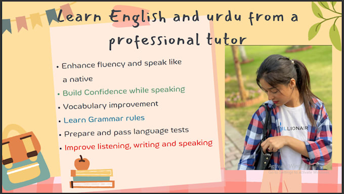 Gig Preview - Teach english, urdu and punjabi, learn from an experienced tutor