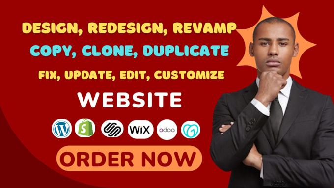 Gig Preview - Clone, customize, fix, redesign wix, shopify odoo squarespace wordpress website