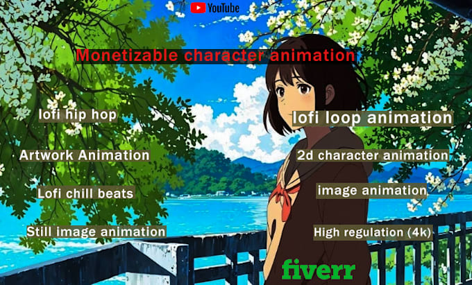 Gig Preview - Make lofi loop animation, 2d animated gif, lofi music video for youtube