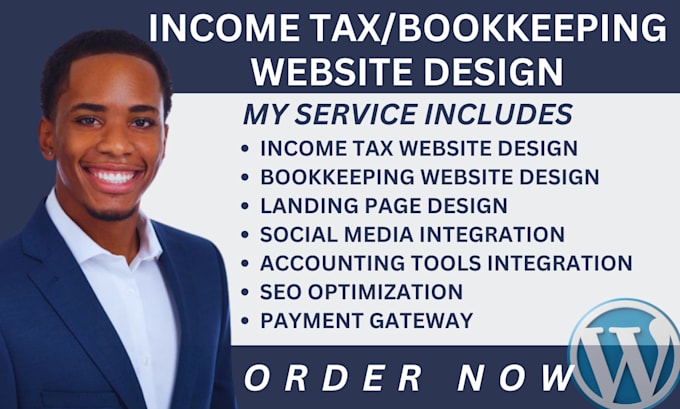 Gig Preview - Design tax website bookkeeping website income tax website finance website tax