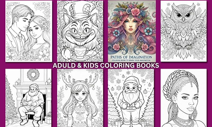 Gig Preview - Create cute adult and kids coloring books for amazon KDP