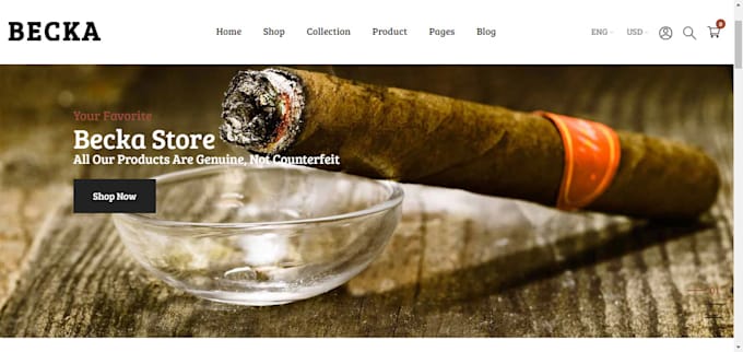 Gig Preview - Design cigar shopify store cannabis website tobacco cigarette marijuana website