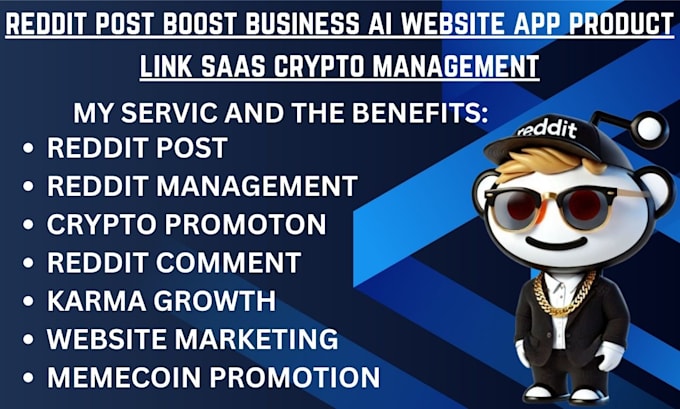 Gig Preview - Do reddit post boost business ai website app product link saas crypto management