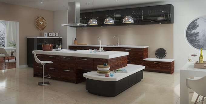 Bestseller - create exquisite kitchen cabinet interior design, 3d rendering, layout, 3ds max