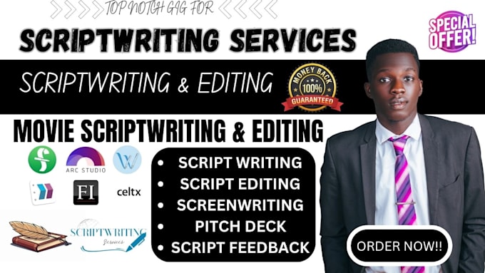 Gig Preview - Write your movie script, screenplay, film script, tv series, script editing