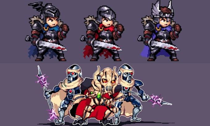 Gig Preview - Draw retro pixel game art character illustration design 2d sprites pixel art