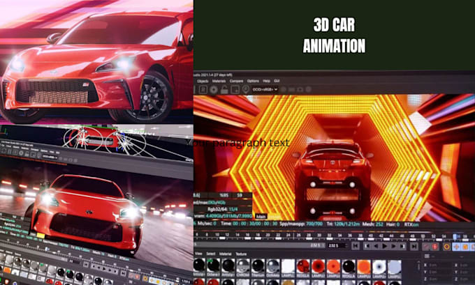 Gig Preview - Cinematic 3d car animation,custom vehicle animation cgi vfx automotive animation