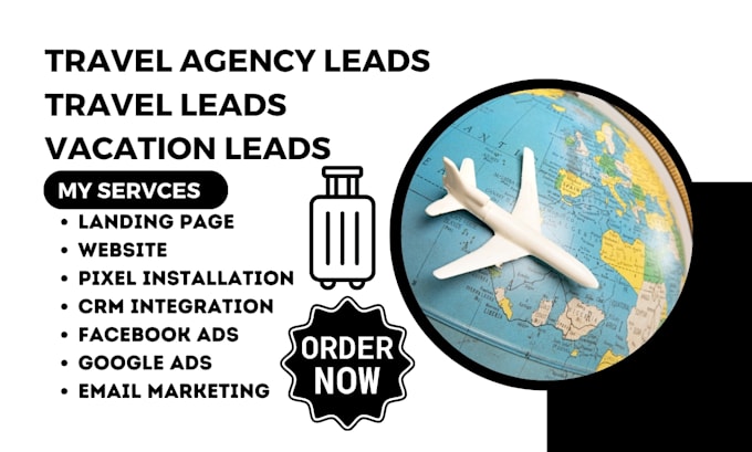 Gig Preview - Generate travel agency leads travel leads vacation leads landing page website