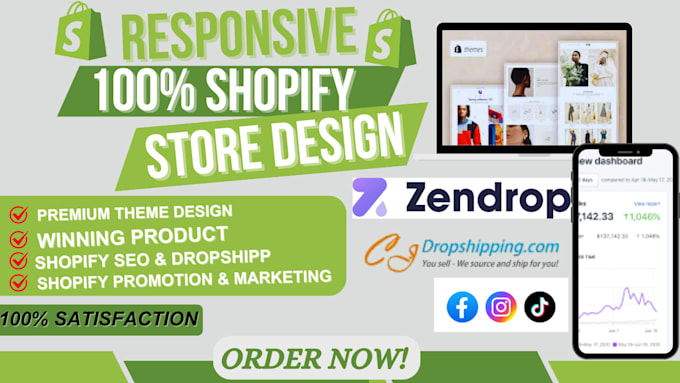 Bestseller - create a profitable shopify dropshipping store, shopify redesign, shopify seo