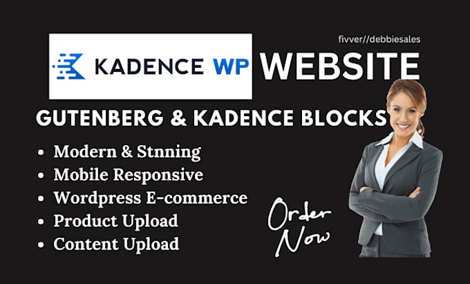 Gig Preview - Design a wordpress website or landing page using kadence gutenberg blocks