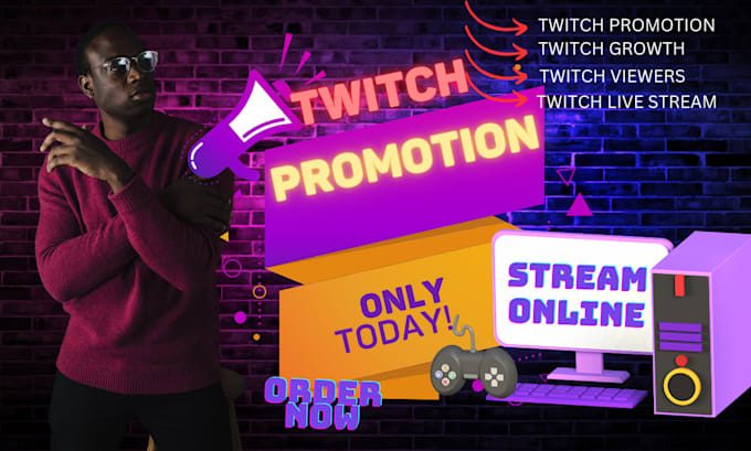 Gig Preview - Organic promote twitch, kick youtube channel, twitch advertising to live viewers