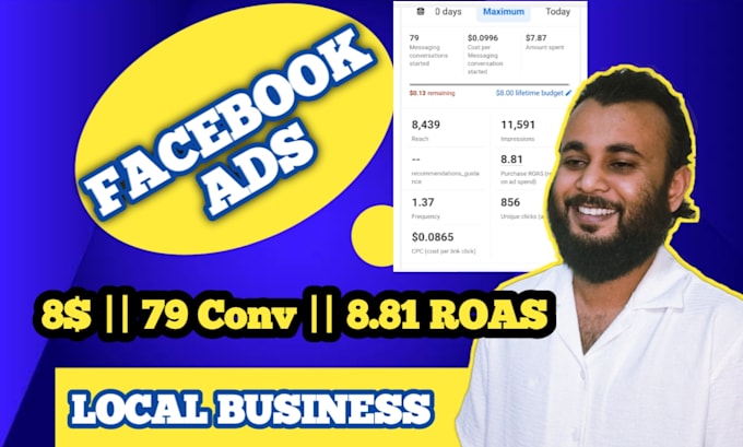 Gig Preview - Run facebook ads for local business boost sales and leads generation